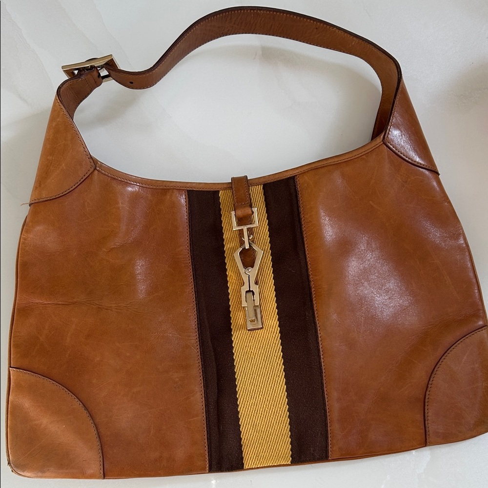 Gucci vintage Jackie bag. Subtle Brown Leather Shoulder Bag